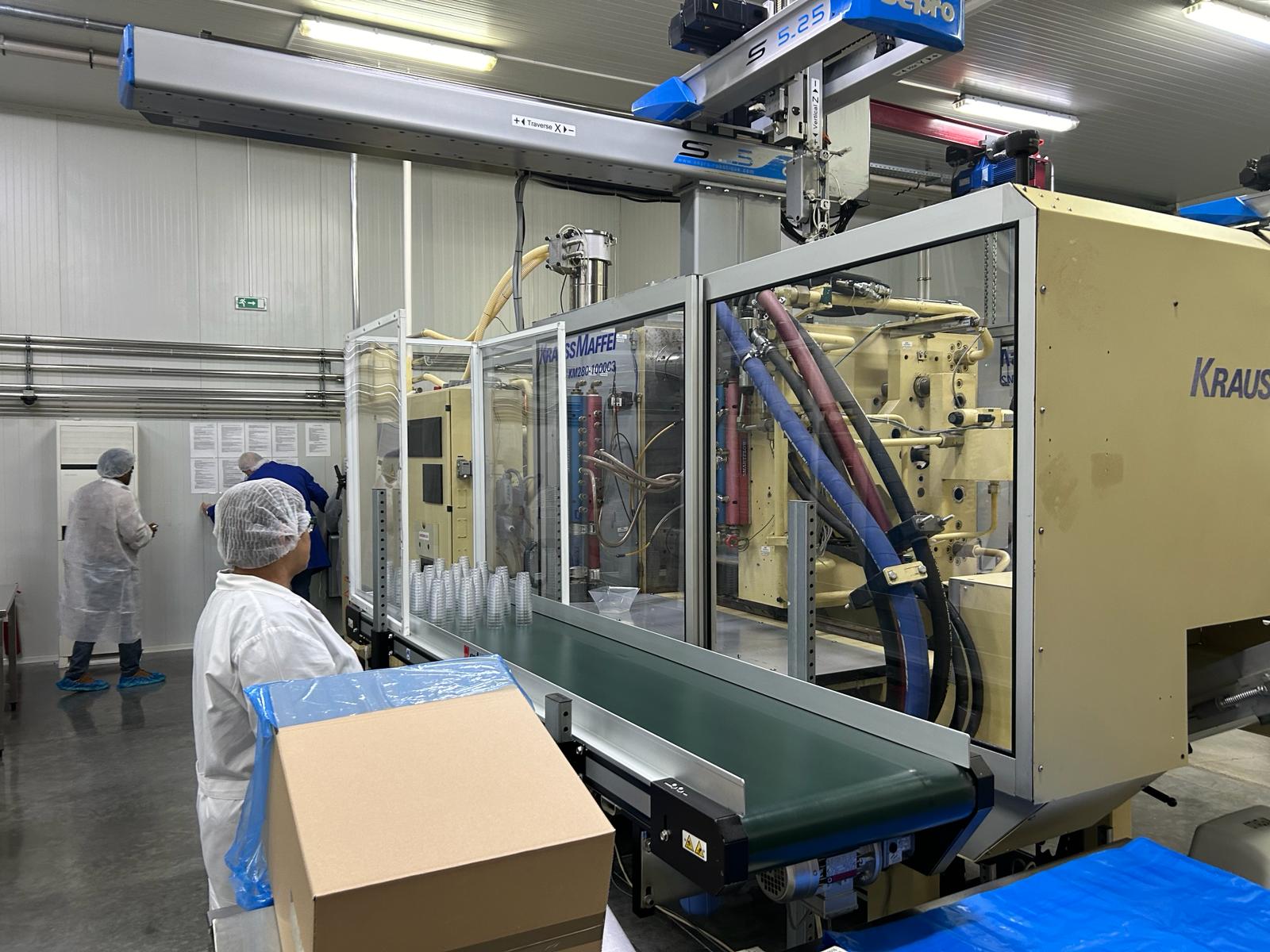 The food packaging manufacturing line at Aegg's Bulgaria factory