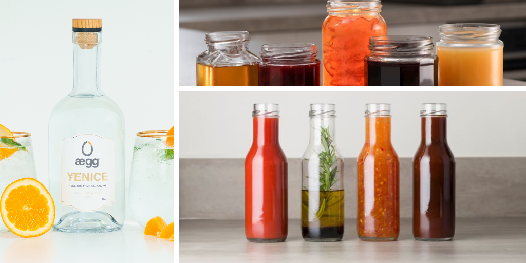 Aegg Packaging's glass Yenice spirit bottle, food jars and sauce bottles