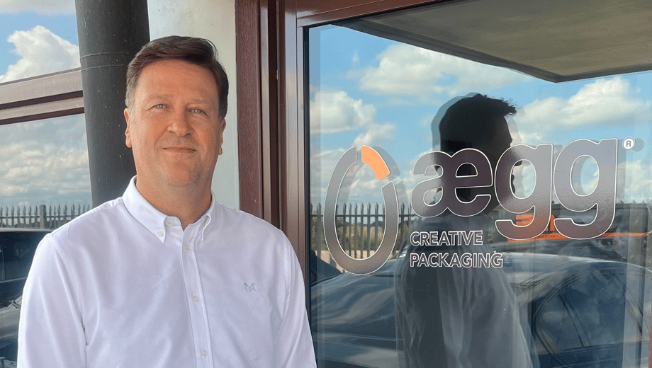 Aegg Creative Packaging's new Project Manager, Richard Cook, outside the main entrance to the Aegg hub in Suffolk